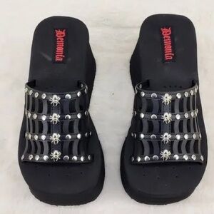 Demonia Black Spider Platform Sandals